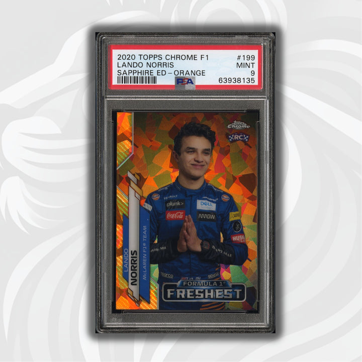 PSA 9 - 12/25 Lando Norris #199 - Sapphire - 2020 Topps Chrome F1 - Orange - Rookie Card