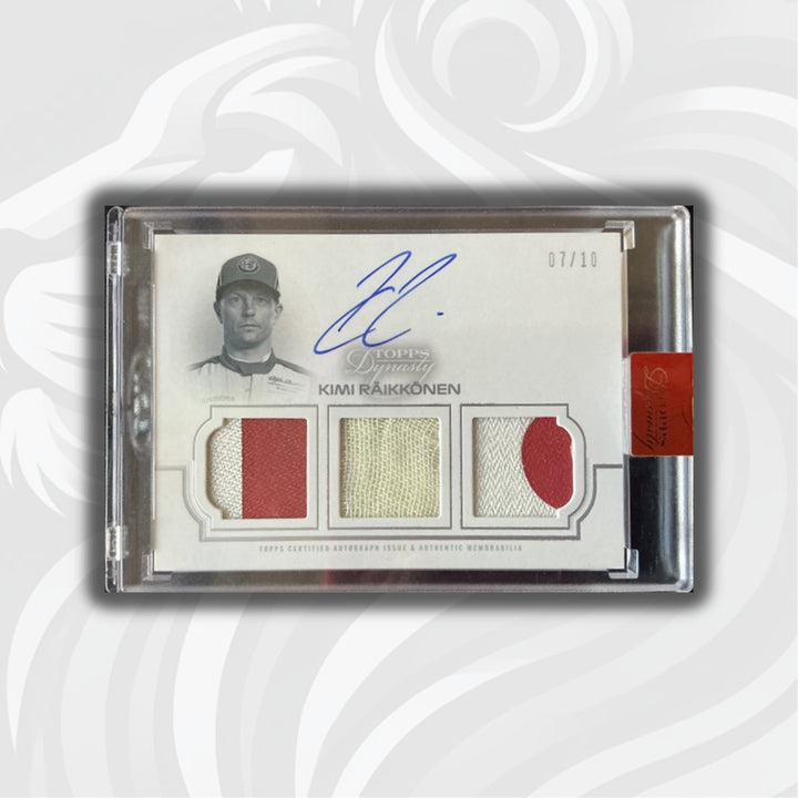 07/10 - Kimi Raikkonen #TRA-KR - Triple Relic Autograph Card - 2020 Topps Dynasty F1