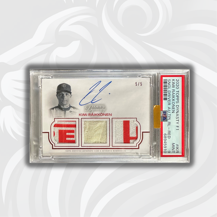 PSA 9 - 5/5 Kimi Raikkonen #TRA-IKR - Red - 2020 Dynasty Triple Relic Autograph