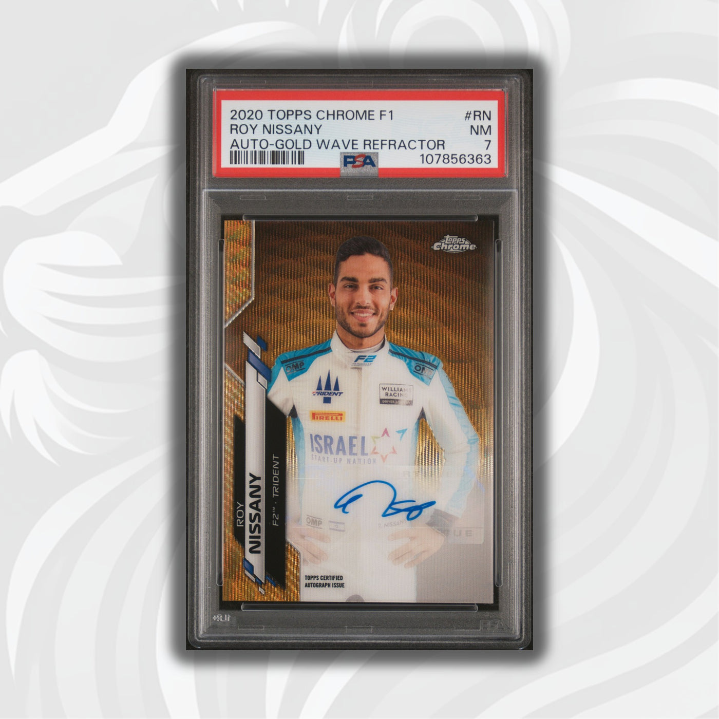 PSA 7 - 34/50 Auto - Roy Nissany #F1A-RN - Topps Chrome 2020 - Gold Wave (POP2)