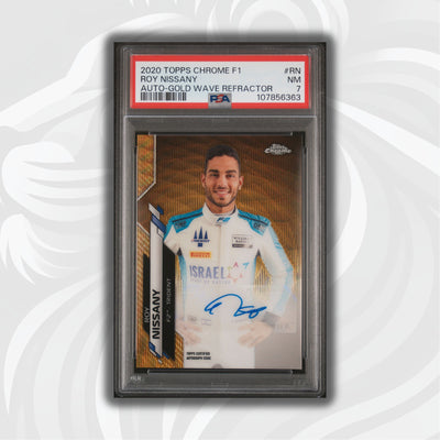 PSA 7 - 34/50 Auto - Roy Nissany #F1A-RN - Topps Chrome 2020 - Gold Wave (POP2)
