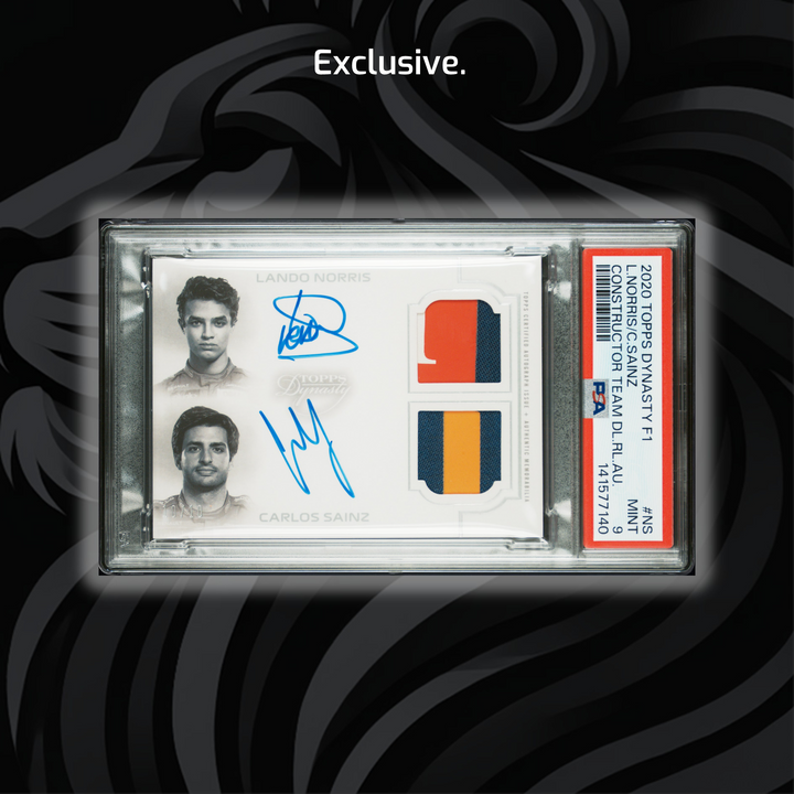 PSA 9 - Lando Norris / Carlos Sainz - Dynasty Constructor Team Dual Relic Autograph - 2020 Topps Dynasty Formula 1 - Front