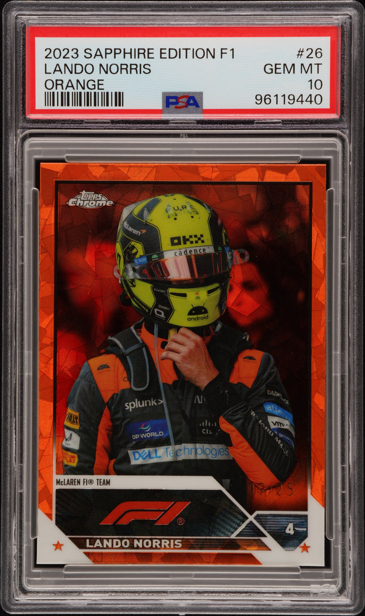 PSA 10 - 09/25 Lando Norris #26 - Orange - Sapphire - 2023 Topps Chrome F1