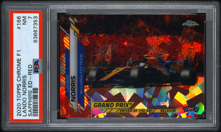 PSA 7 - 5/5 Lando  Norris #166 - Sapphire - Red - 2020 Topps Chrome F1