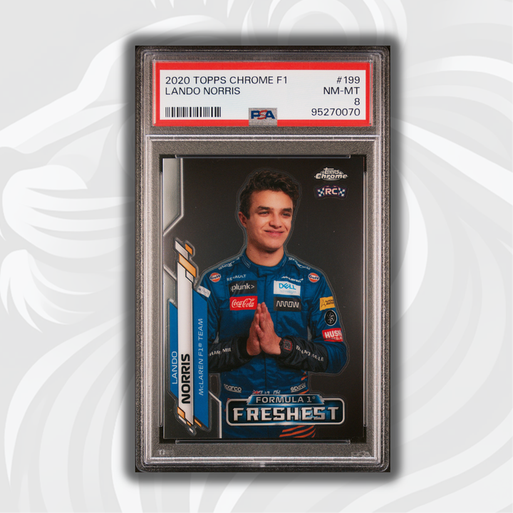 PSA 8 - Lando Norris #199 - 2020 Topps Chrome F1 - F1's Freshest - Rookie Card