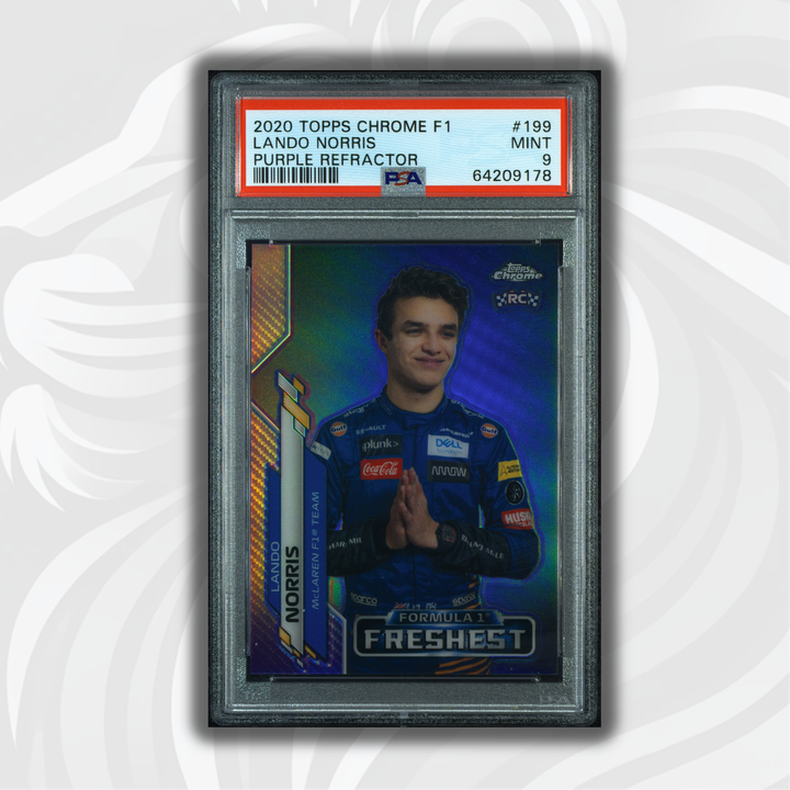 PSA 9 - 296/399 Lando Norris #199 - Purple Refractor - Rookie Card