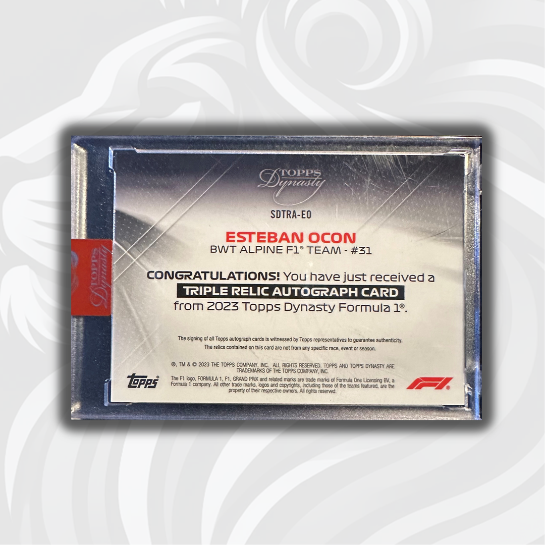 2/2 Black - Esteban Ocon #SDTRA-EO - Dynasty Triple Relic Autograph - 2023 Topps Dynasty F1
