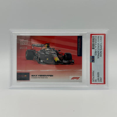 PSA 10 - 06/10 Max Verstappen #82 - Crosses The Finish line - Red