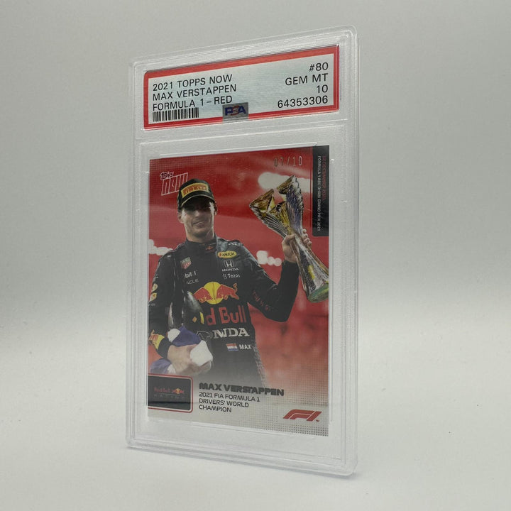 PSA 10 - 07/10 Max Verstappen #80 - 2021 FIA Formula 1 Drivers' World Champion - Red