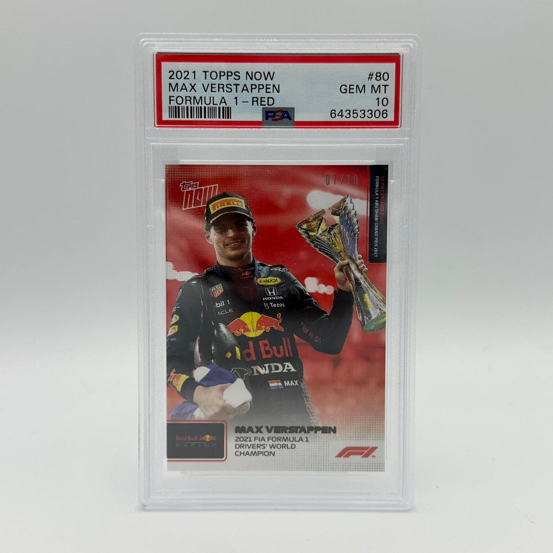 PSA 10 - 07/10 Max Verstappen #80 - 2021 FIA Formula 1 Drivers' World Champion - Red
