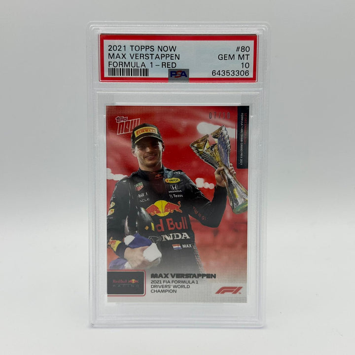 PSA 10 - 07/10 Max Verstappen #80 - 2021 FIA Formula 1 Drivers' World Champion - Red