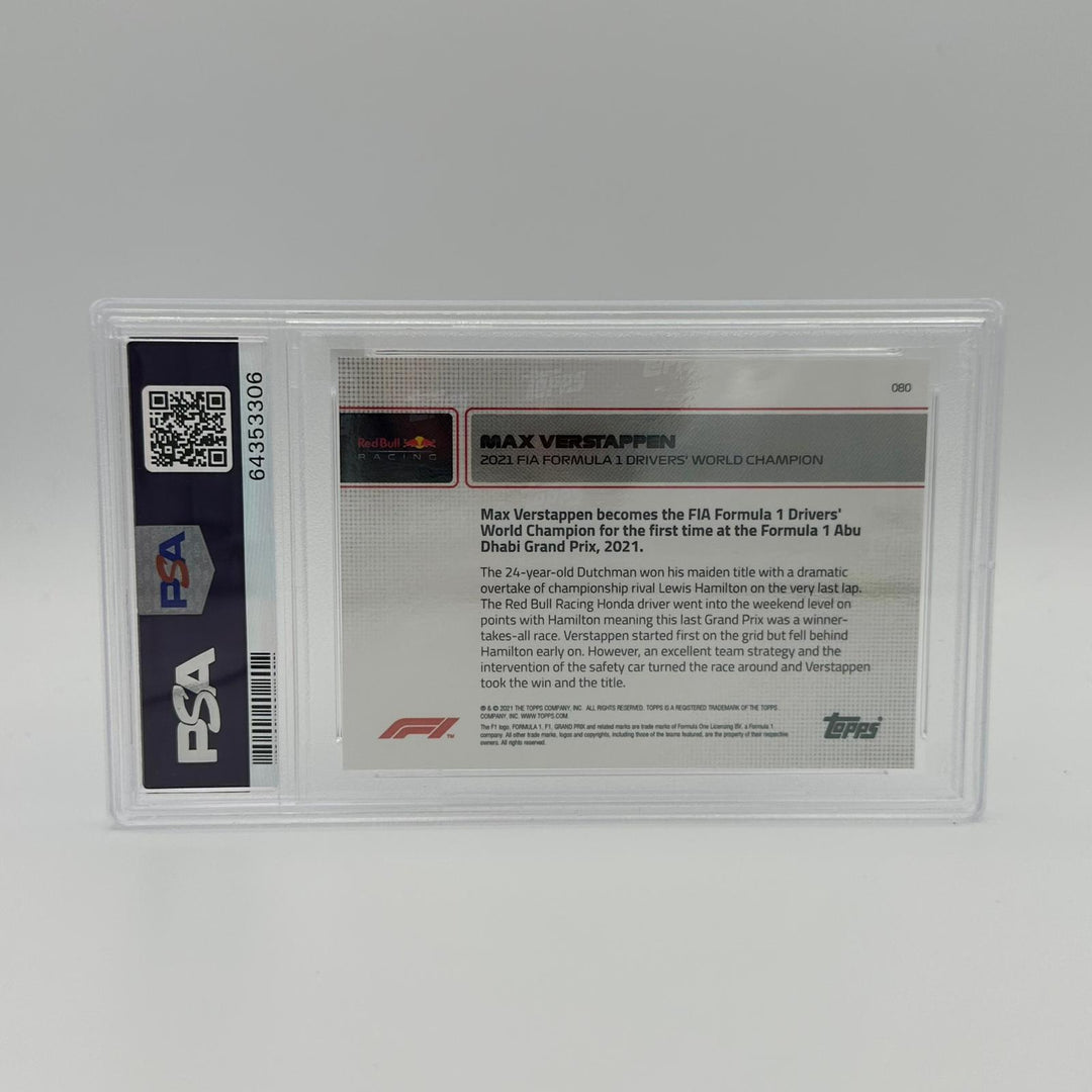 PSA 10 - 07/10 Max Verstappen #80 - 2021 FIA Formula 1 Drivers' World Champion - Red