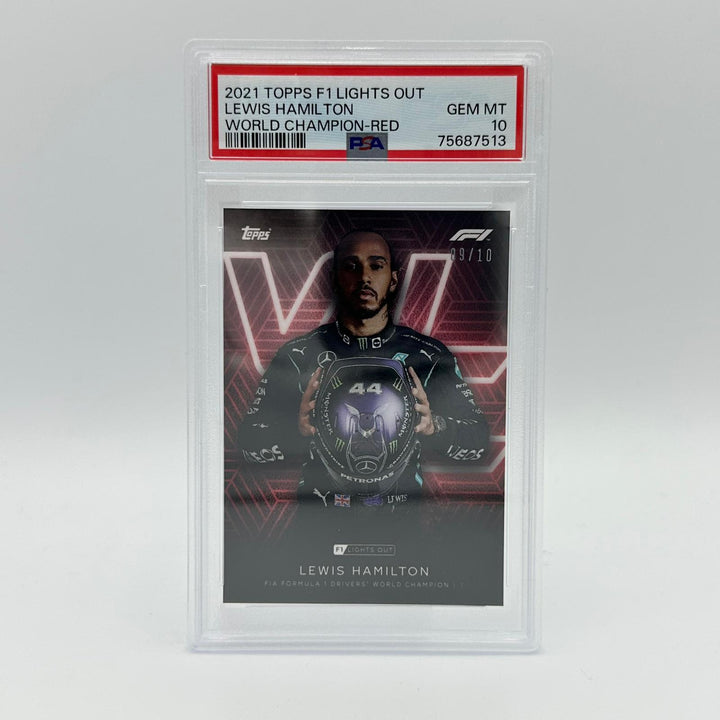 PSA 10 - 09/10 Lewis Hamilton - Drivers World Champion - Red