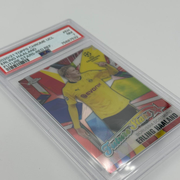 PSA 7 - 7/10 - Erling Haaland #FSEH - UEFA Champions League Future Star - Red Refractor