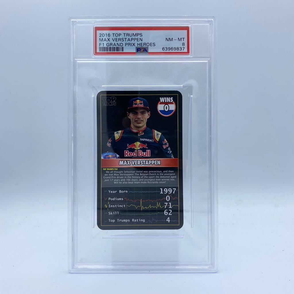 PSA 8 - MAX VERSTAPPEN -  0 WINS - TOP TRUMPS - 2016 GRAND PRIX HEROES