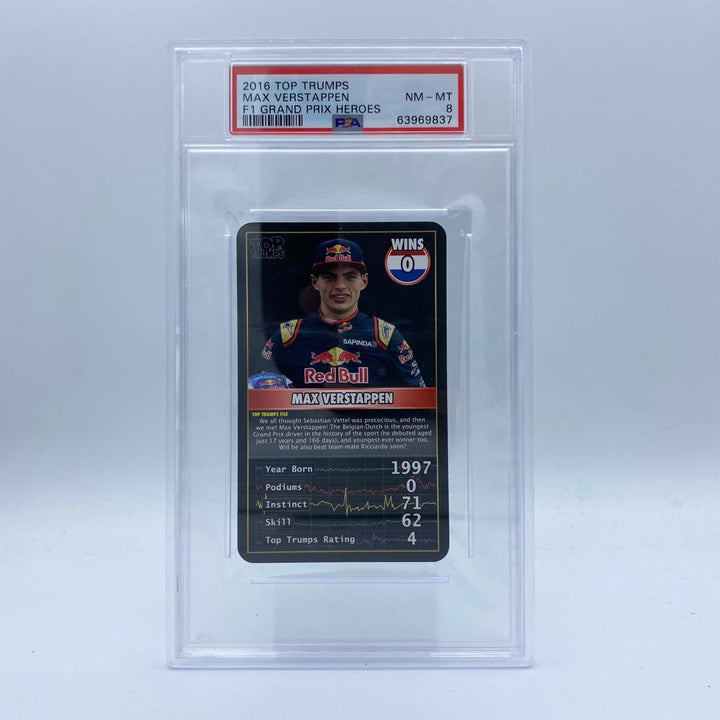 PSA 8 - MAX VERSTAPPEN -  0 WINS - TOP TRUMPS - 2016 GRAND PRIX HEROES