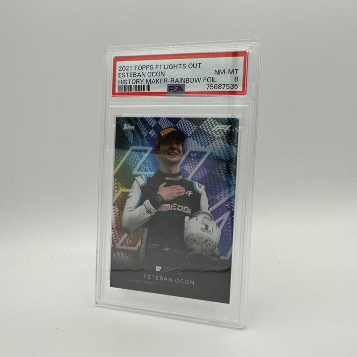 PSA 8 - 5/5 Esteban Ocon - History Maker - Rainbow Foil