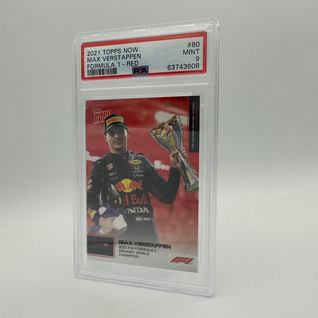 PSA 9 - 02/10 Max Verstappen #80 - Red - 2021 World Champion