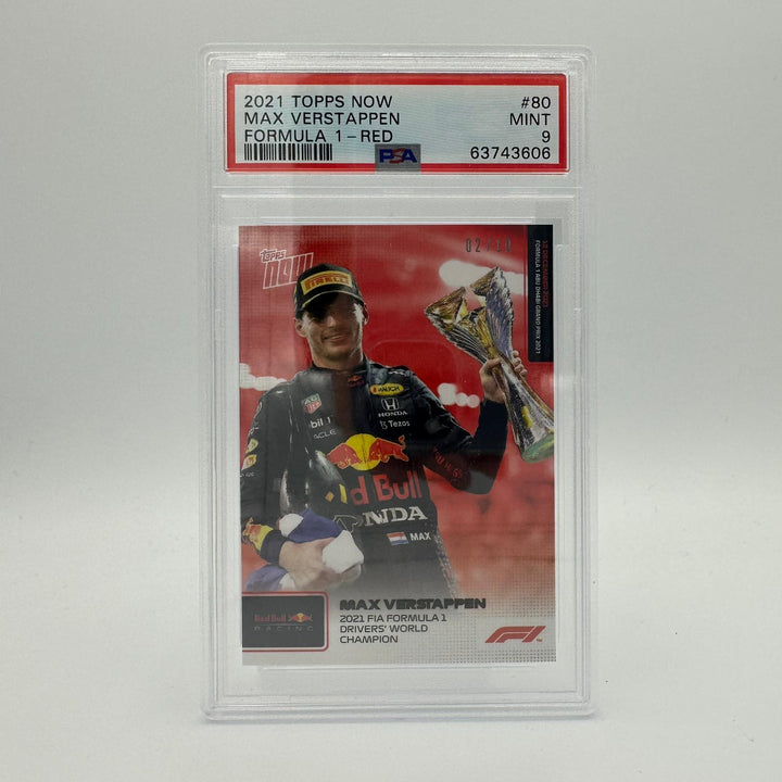 PSA 9 - 02/10 Max Verstappen #80 - Red - 2021 World Champion