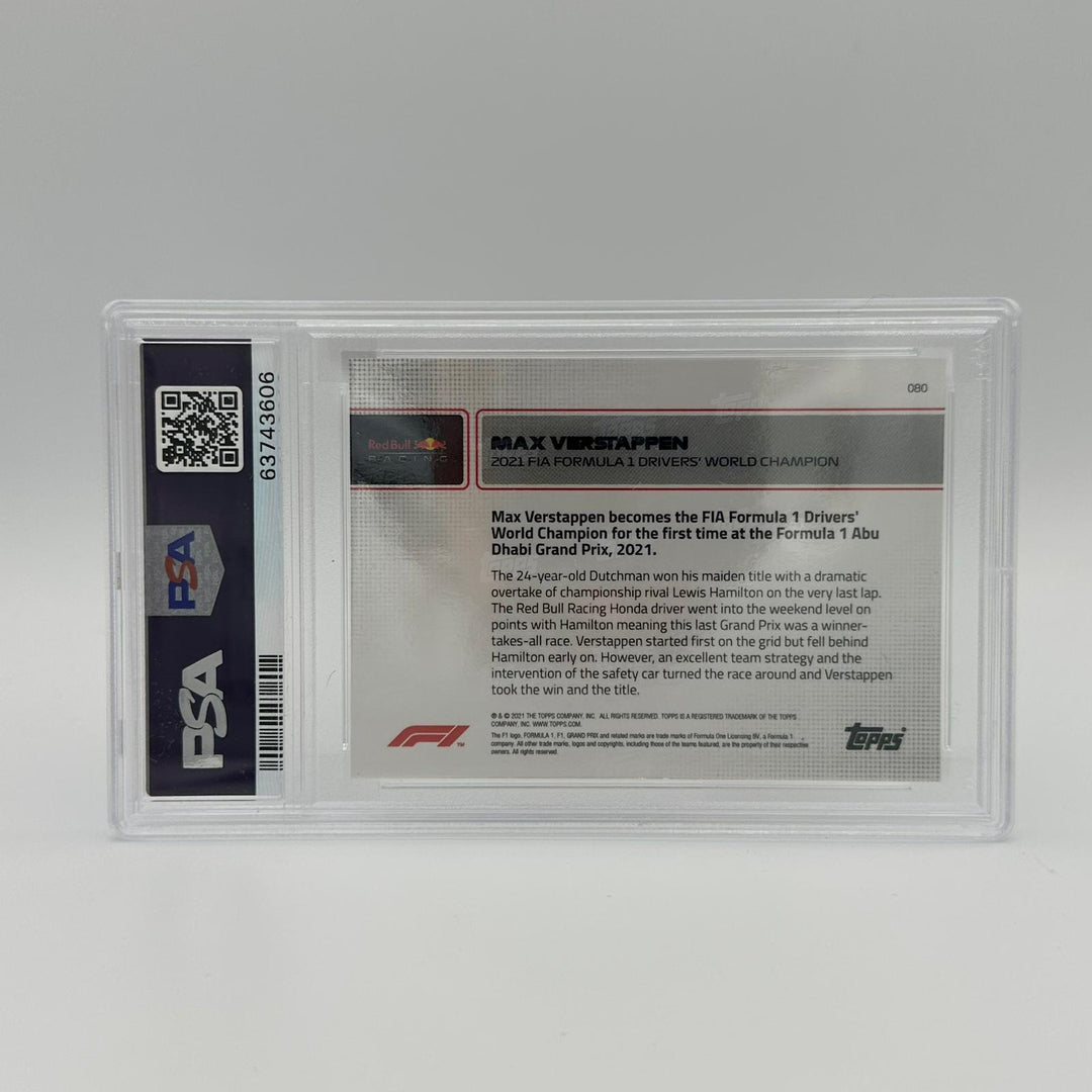 PSA 9 - 02/10 Max Verstappen #80 - Red - 2021 World Champion