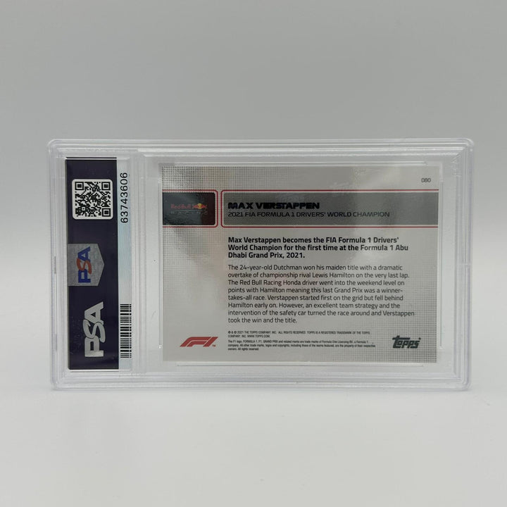 PSA 9 - 02/10 Max Verstappen #80 - Red - 2021 World Champion