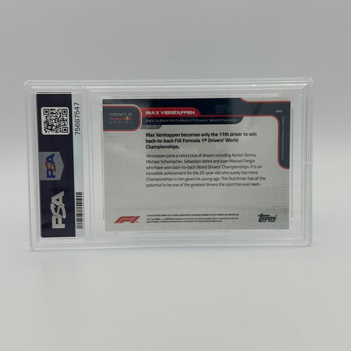 PSA 9 - 06/10 Max Verstappen - Back-to-back drivers world champion #63 - Blue