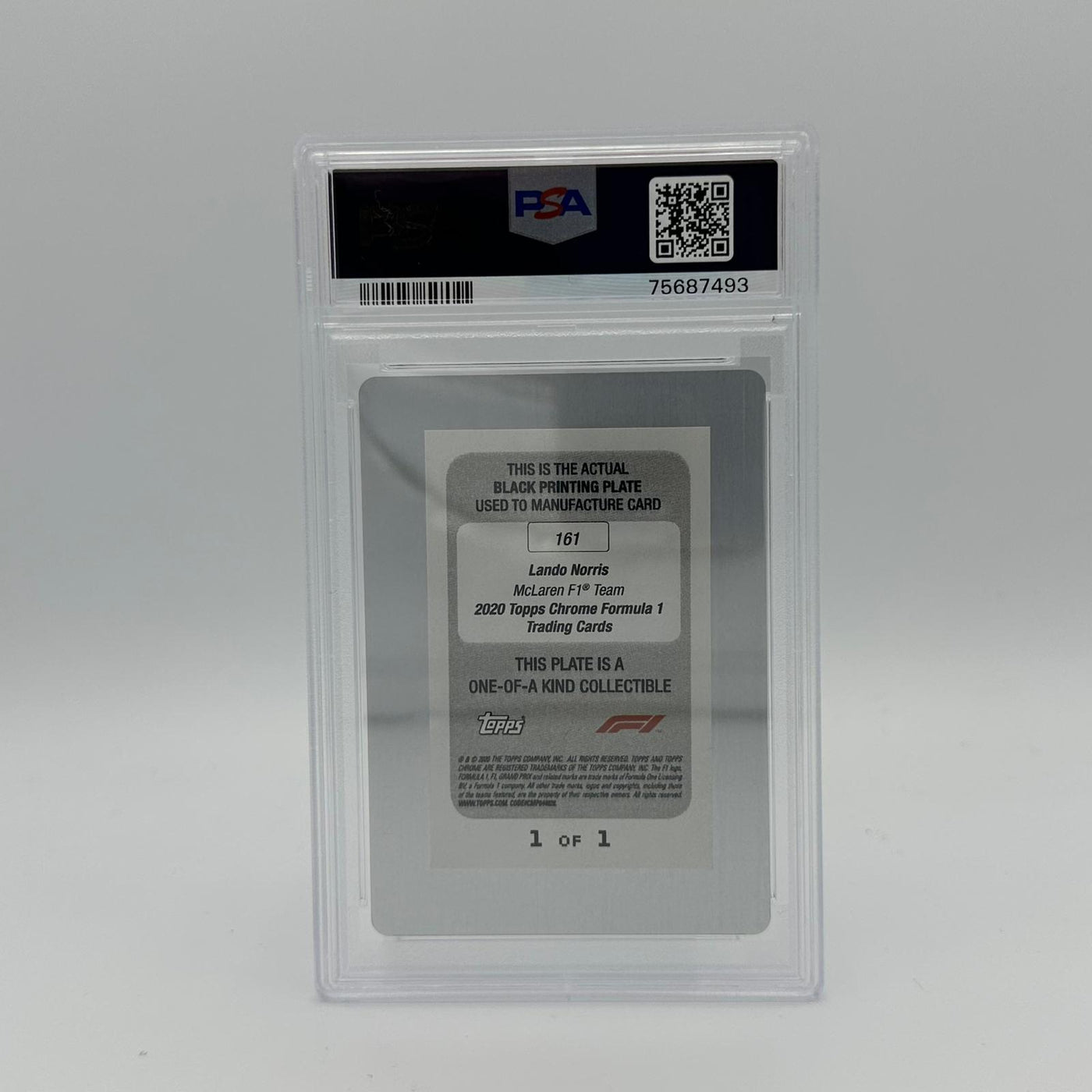 PSA Authentic - 1/1  Lando Norris #161 - Black Printing Plate - Chrome 2020