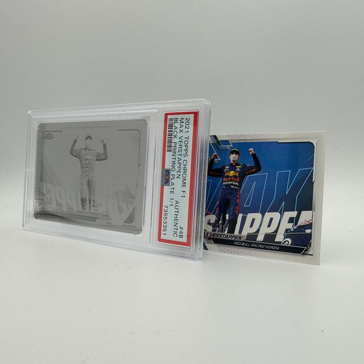 PSA Authentic - 1/1 Max Verstappen #48 - Black Printing Plate - Chrome 2021