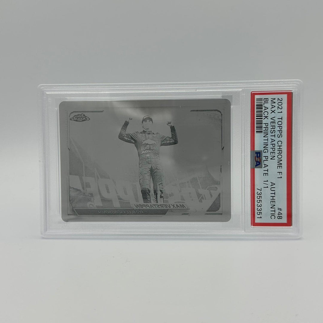 PSA Authentic - 1/1 Max Verstappen #48 - Black Printing Plate - Chrome 2021