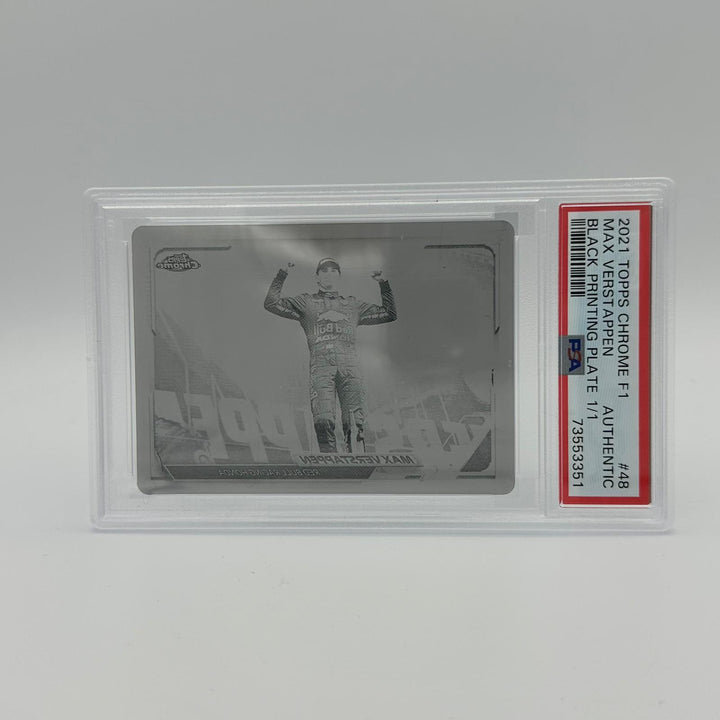 PSA Authentic - 1/1 Max Verstappen #48 - Black Printing Plate - Chrome 2021