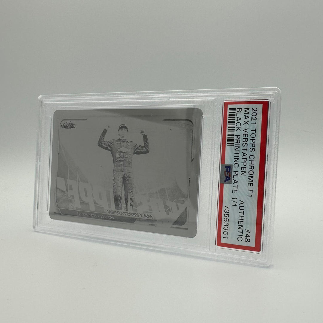 PSA Authentic - 1/1 Max Verstappen #48 - Black Printing Plate - Chrome 2021