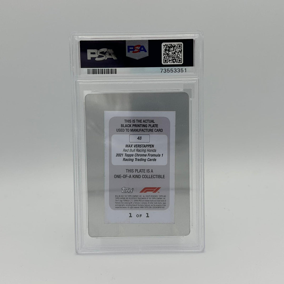 PSA Authentic - 1/1 Max Verstappen #48 - Black Printing Plate - Chrome 2021