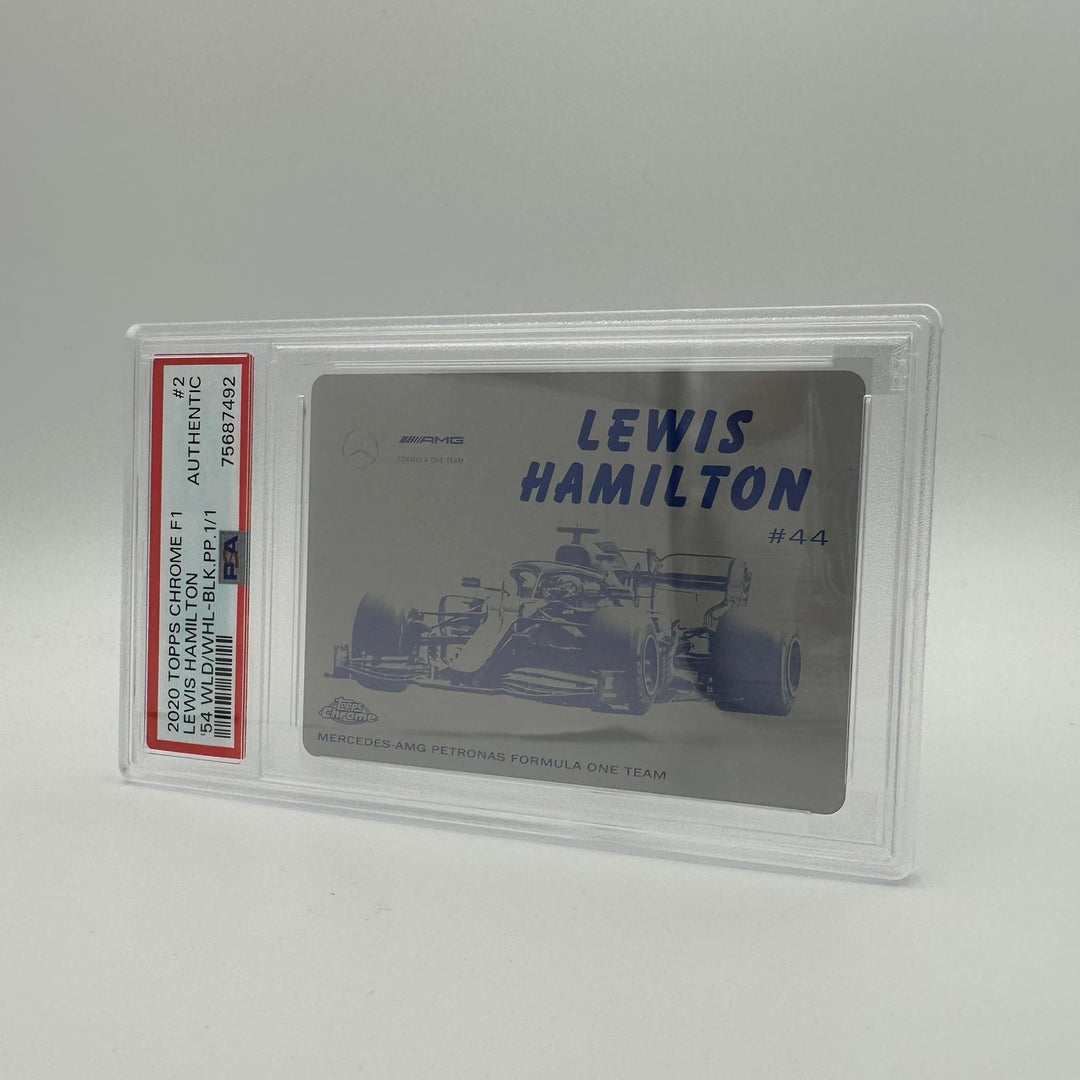 PSA Authentic - 1/1 Lewis Hamilton #54W-2 - Black Printing Plate - Chrome 2020