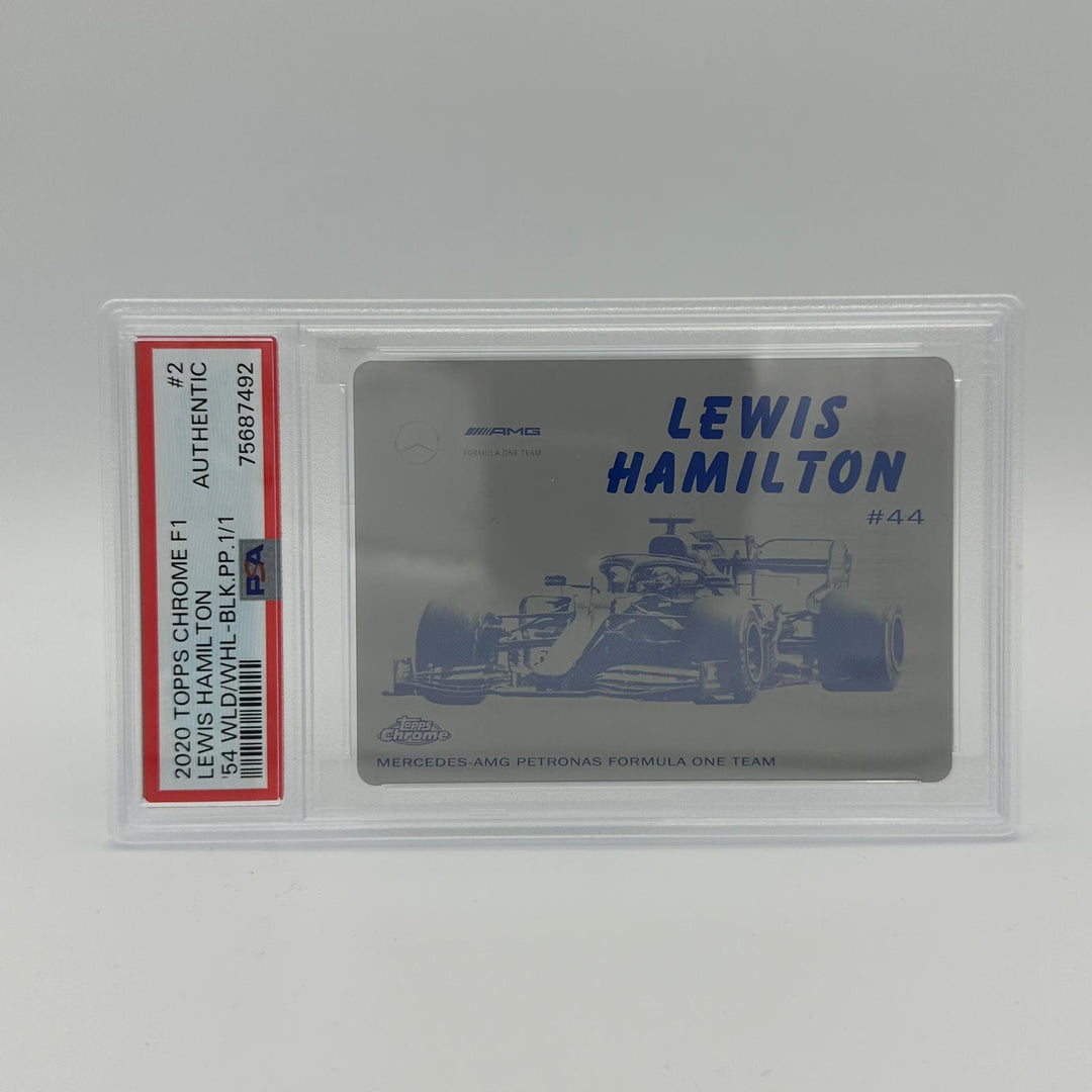PSA Authentic - 1/1 Lewis Hamilton #54W-2 - Black Printing Plate - Chrome 2020