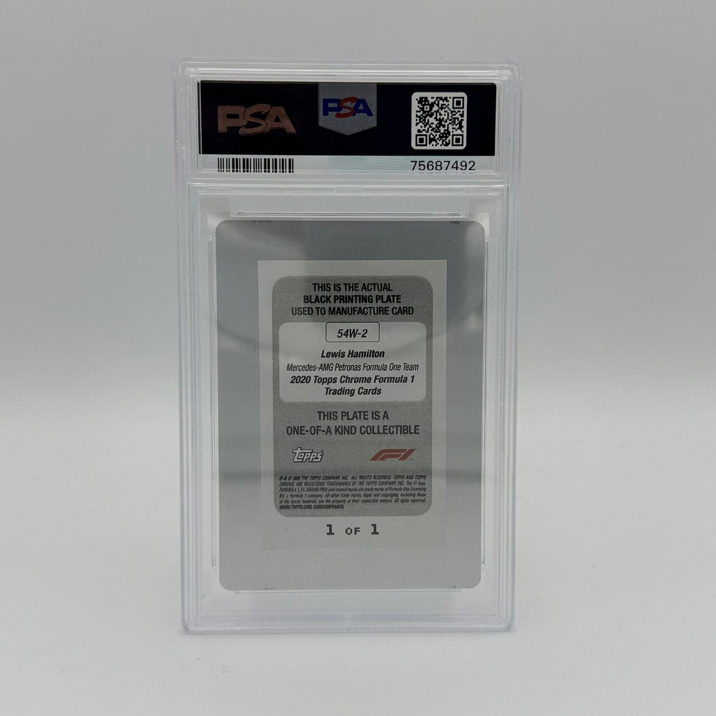 PSA Authentic - 1/1 Lewis Hamilton #54W-2 - Black Printing Plate - Chrome 2020