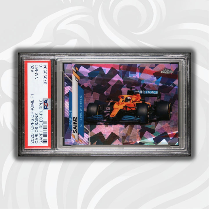 PSA 8 - 09/10 Carlos Sainz #28 - Sapphire - Purple - 2020 Topps Chrome F1