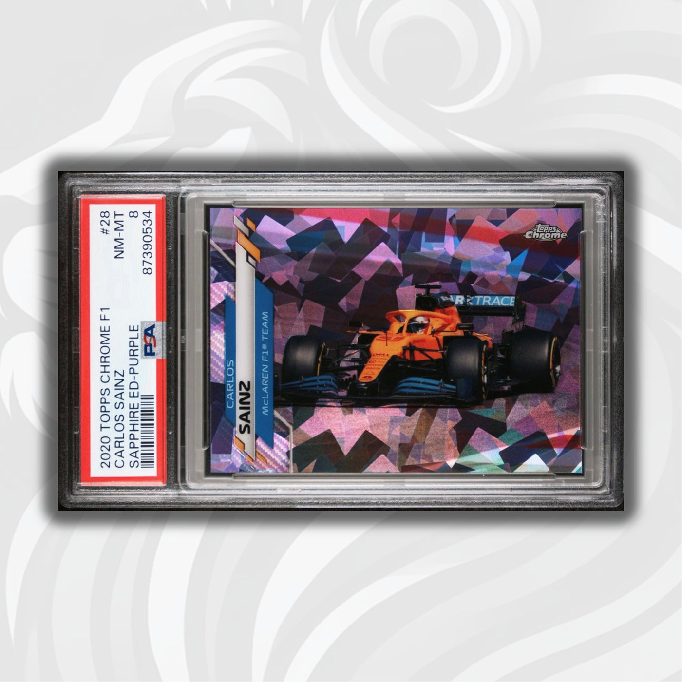PSA 8 - 09/10 Carlos Sainz #28 - Sapphire - Purple - 2020 Topps Chrome F1