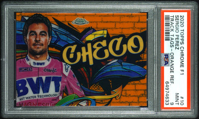 PSA 9 - 19/25 Sergio Perez #10 - Track Tags - Orange Refractor