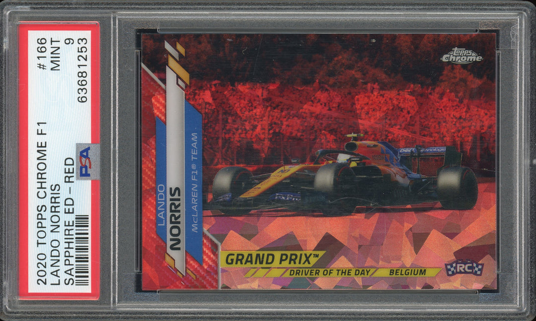 PSA 9 - 3/5 Lando  Norris #166 - Sapphire - Red - 2020 Topps Chrome F1