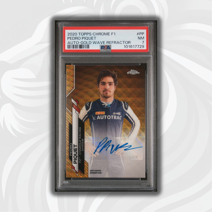 PSA 7 - 44/50 Auto - Pedro Piquet #F1A-PP - Topps Chrome 2020 - Gold Wave (POP1, 2 HIGHER)