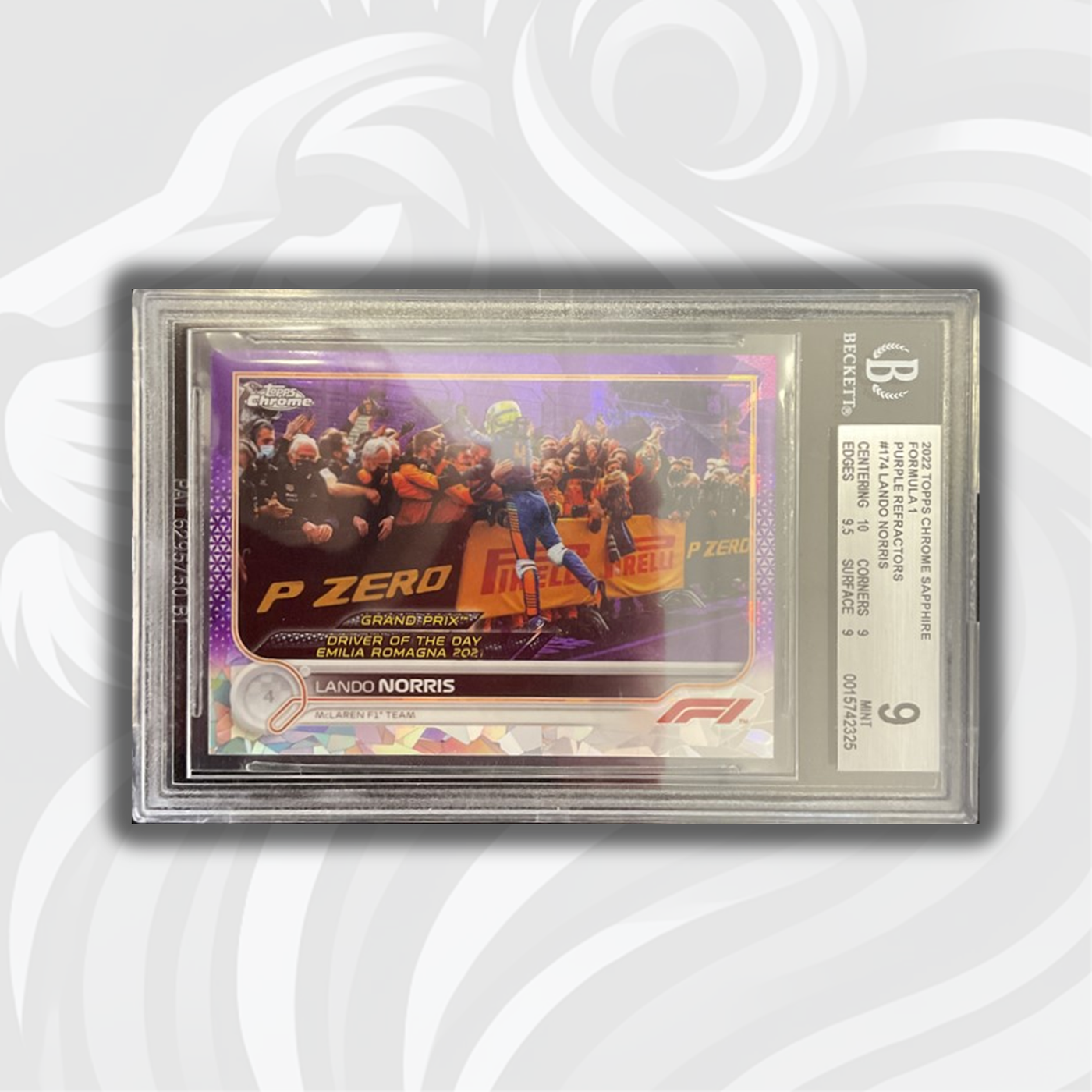 Beckett 9 - 07/10 - Lando Norris #174 - Sapphire Edition - Purple