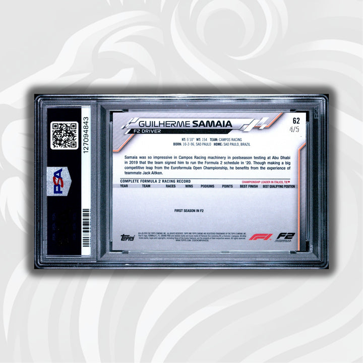 PSA 9 - 4/5 Guilherme Samaia #62 - Red Wave Refractor - 2020 Topps Chrome F1