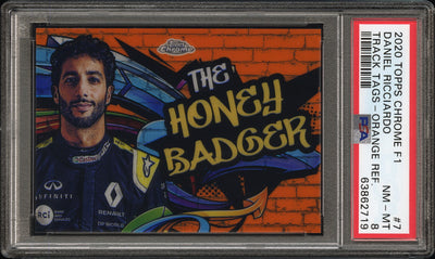 PSA 8 - 21/25 - Daniel Ricciardo #7 - Track Tags - Orange - 2020 Topps Chrome F1