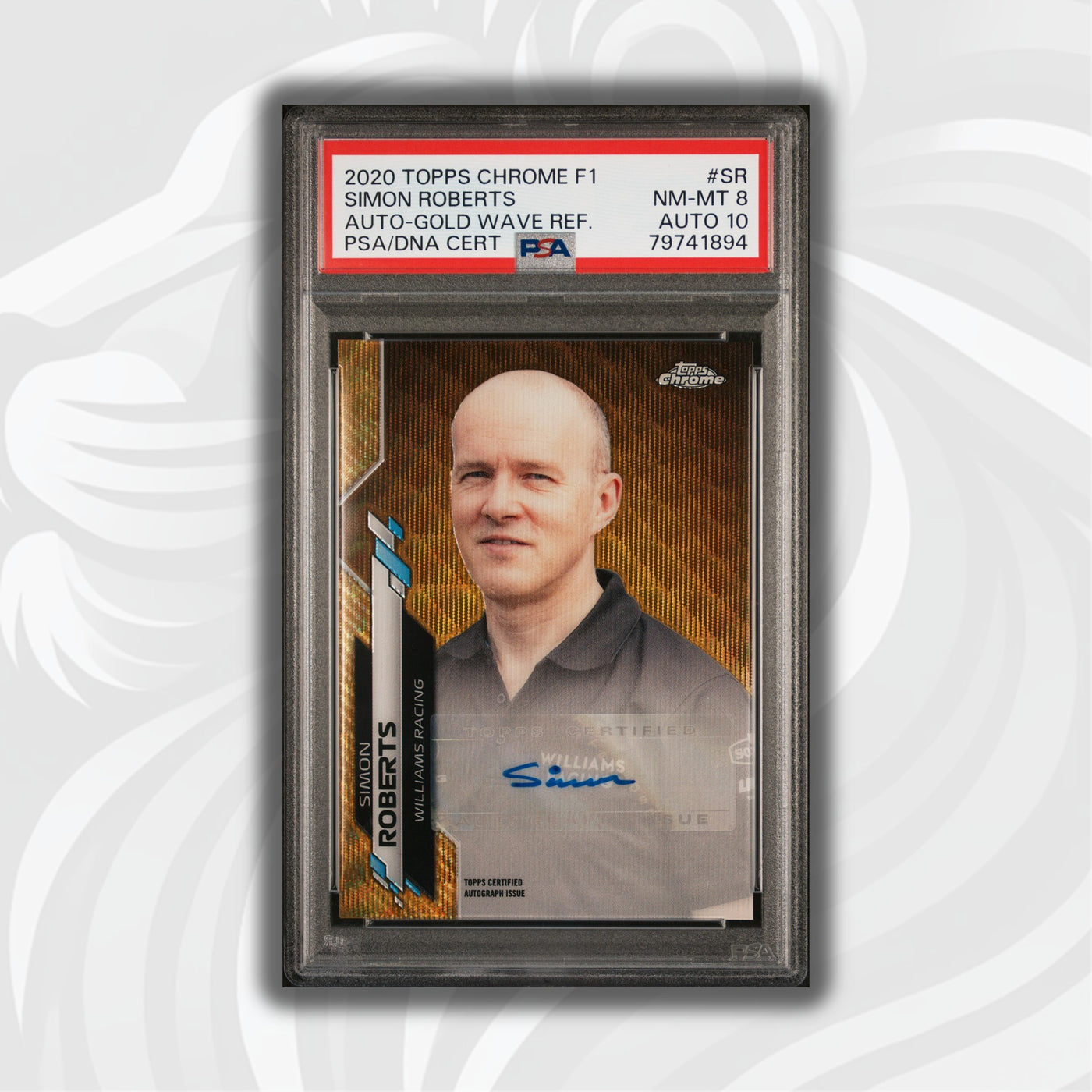 PSA 8/10 - 33/50 Auto - Simon Roberts #F1A-SR - Topps Chrome 2020 - Gold Wave (POP2)