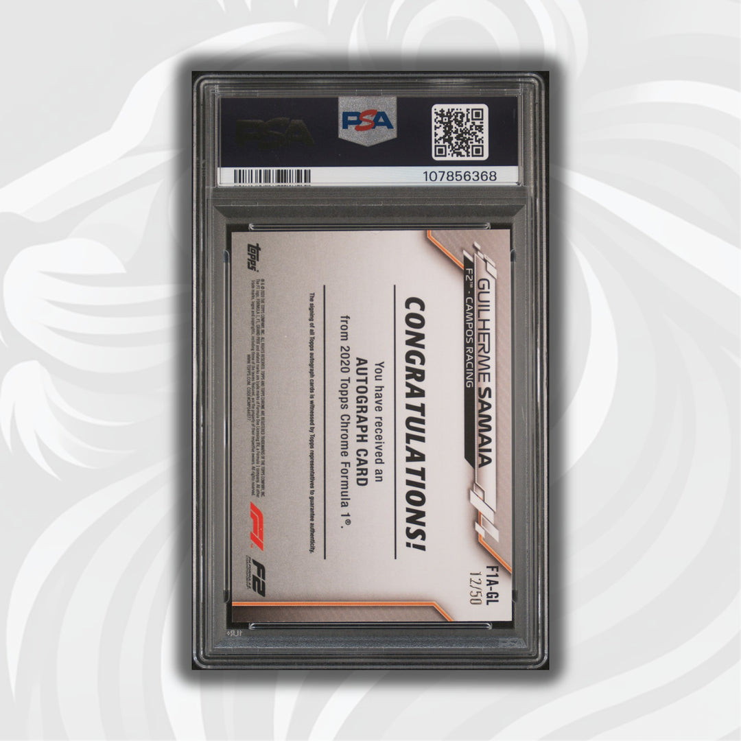 PSA 8 - 12/50 Auto - Guilherme Samaia #F1A-GL - Topps Chrome 2020 - Gold Wave (POP1)