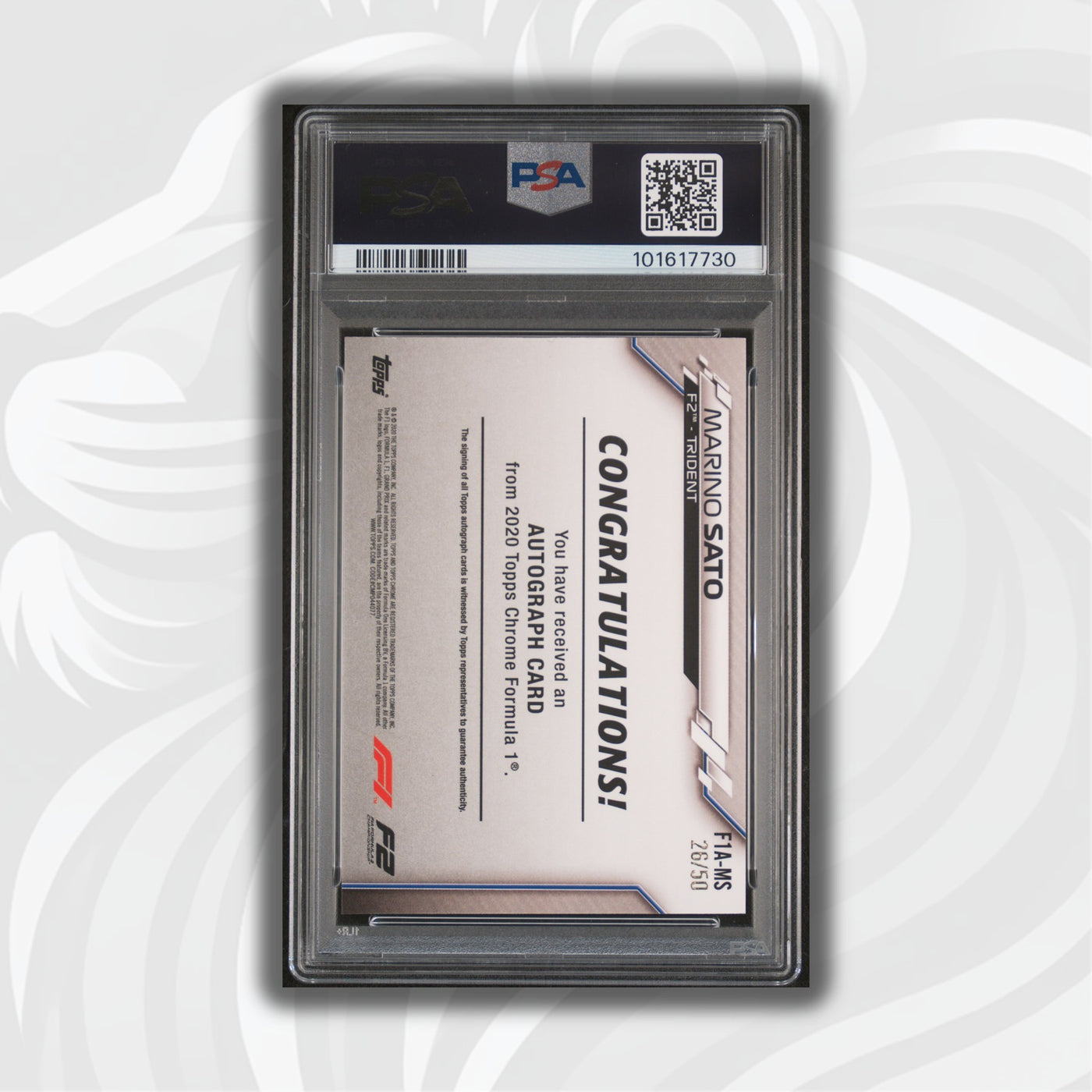 PSA 8 - 26/50 Auto - Marino Sato #F1A-MS - Topps Chrome 2020 - Gold Wave (POP3)