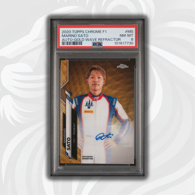 PSA 8 - 26/50 Auto - Marino Sato #F1A-MS - Topps Chrome 2020 - Gold Wave (POP3)