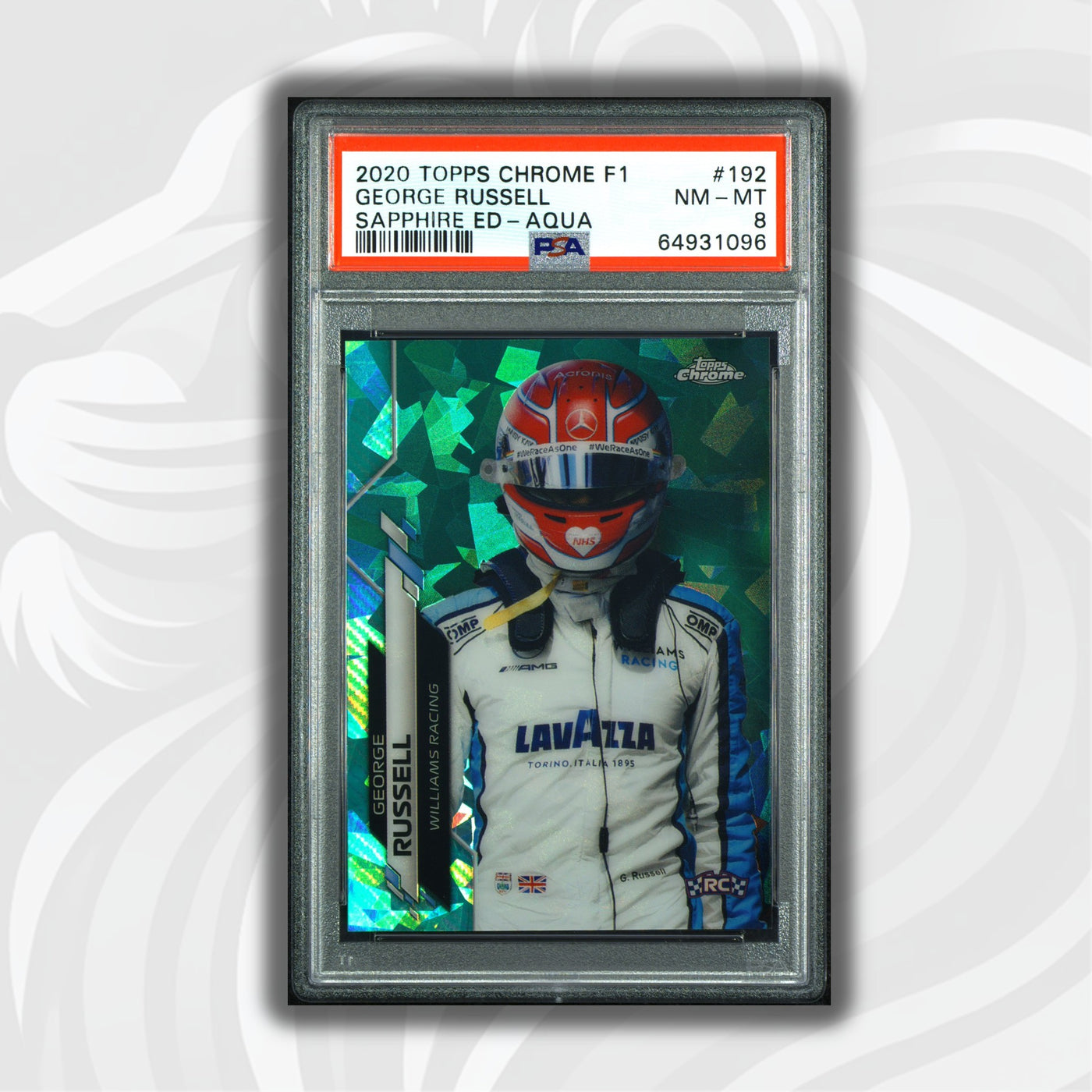 PSA 8 - RC - 66/99 George Russell #192 - Sapphire - Aqua - 2020 Chrome F1