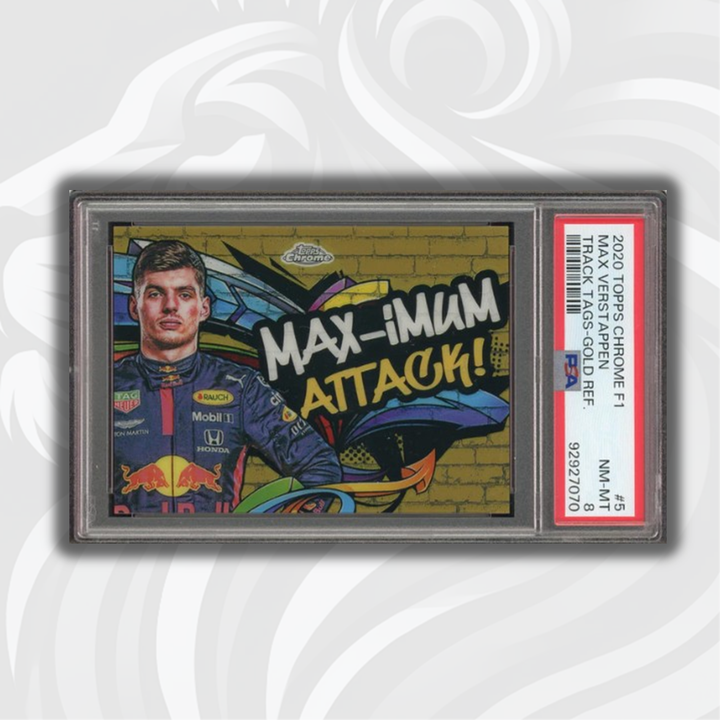 PSA 8 - 9/50 - Max Verstappen #5 - Track Tags - 2020 Topps Chrome F1 - Gold