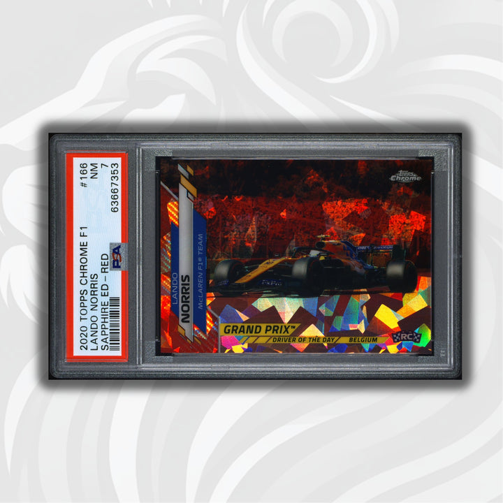 PSA 7 - 5/5 Lando  Norris #166 - Sapphire - Red - 2020 Topps Chrome F1